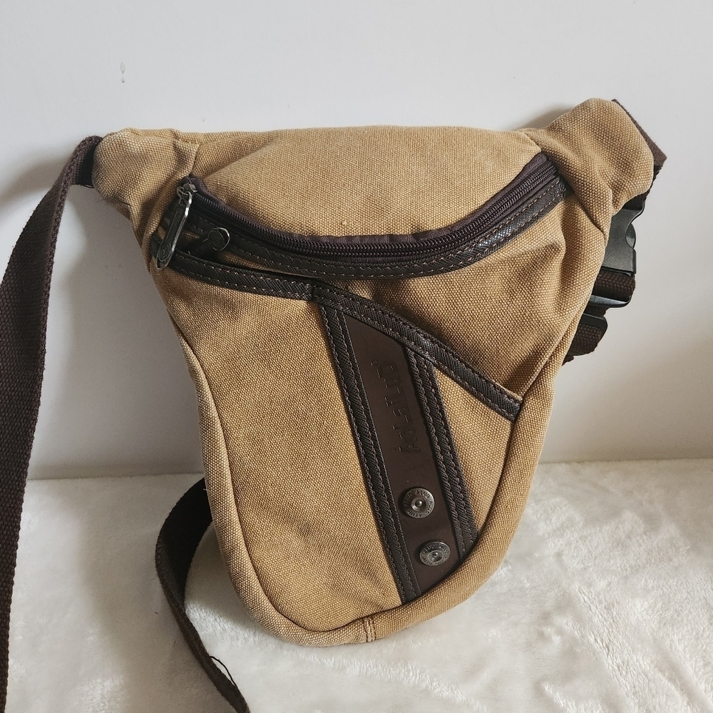 Aolailud Tan Brown Sport Biker Cyclist Hiking Fanny Pack Drop Leg Sling Bag